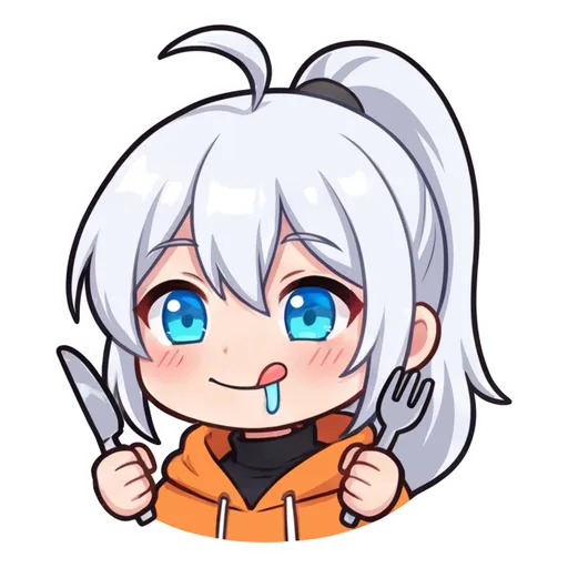 手拿刀叉流口水